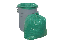 Green, Trash Bags & Can Liners, 33 Gallon, 33 x 39, 2 Mil, LLDP, 150/Carton